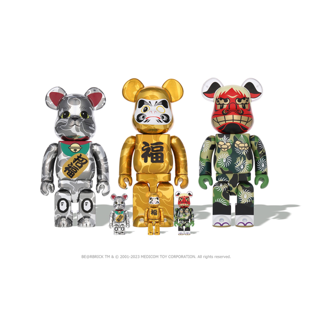 その他BE@RBRICK BAPE 招き猫 銀メッキ 達磨 金メッキ 獅子舞