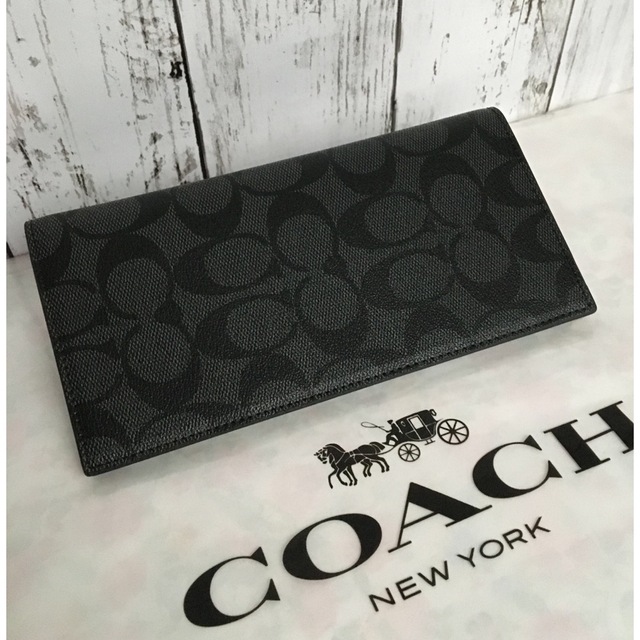 新品未使用 COACH コーチ 人気メンズ薄型長財布 折財布 シグネチャー