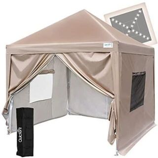 ワンタッチ タープテント LEDライト 3段階調節 UVカット 耐水 テント(ウインタースポーツ)