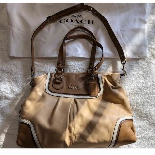 コーチ(COACH)のcoach ツーウェイバッグ　ショルダーバッグ　ベージュ　ブラウン　ソフトレザー(ショルダーバッグ)