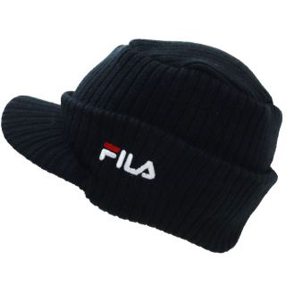 フィラ(FILA)のFILA フィラ ニット帽 つば付き オスロ 伸縮性あり★ブラック【新品】(ニット帽/ビーニー)