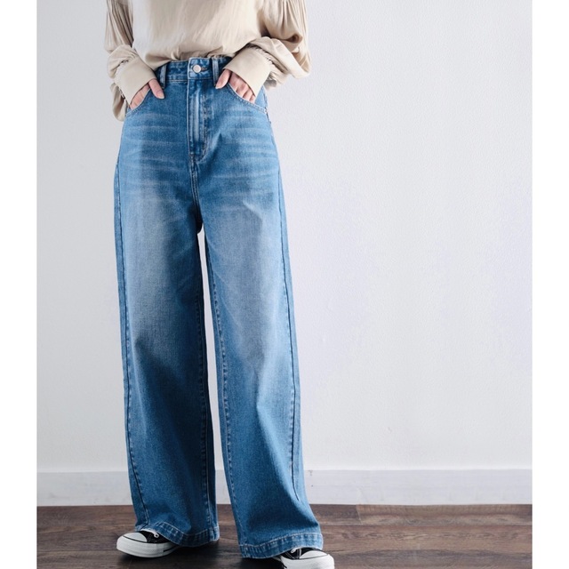 おすすめ】 美品⭐️ルージュヴィフ ハイウエスト ストレートパンツ