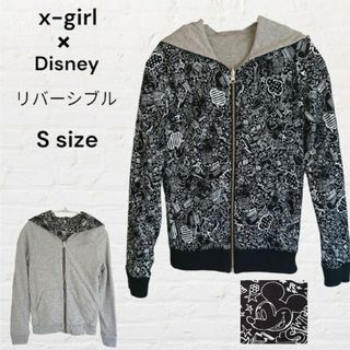 エックスガール(X-girl)のレア 別注 X-GIRL x DISNEY リバーシブル ジップアップパーカー(パーカー)