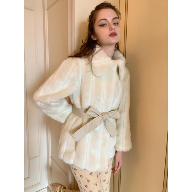 parisienne ribbon 2way fur coat ivory - haivancement.vn