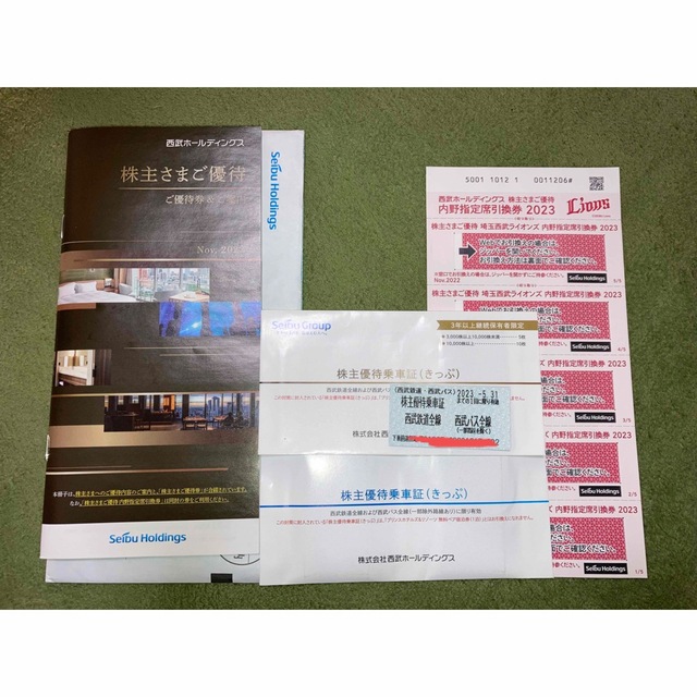 西武ホールディングス　株主優待　西武鉄道乗車証35枚　ライオンズ内野指定席引換券チケット