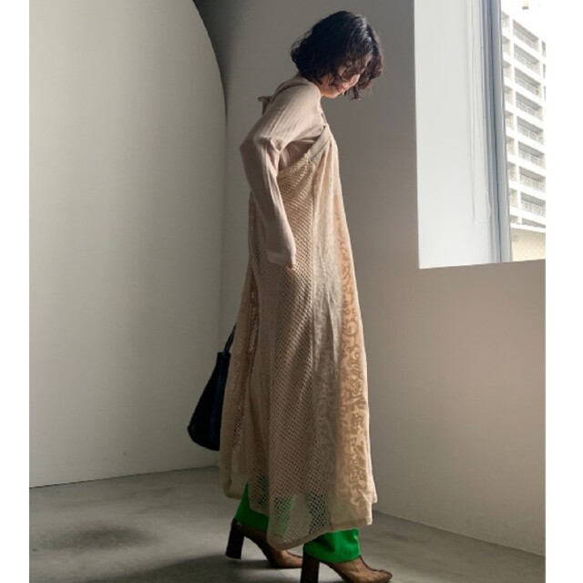 【されている】 Ameri VINTAGE - Ameri★ SUSPENDER KNIT LACE DRESS ベージュの通販 by