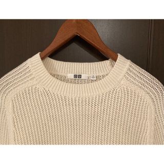 ユニクロ(UNIQLO)の【美品、未使用】UNIQLO ユニクロ メンズ 綿ニット M ホワイト(ニット/セーター)