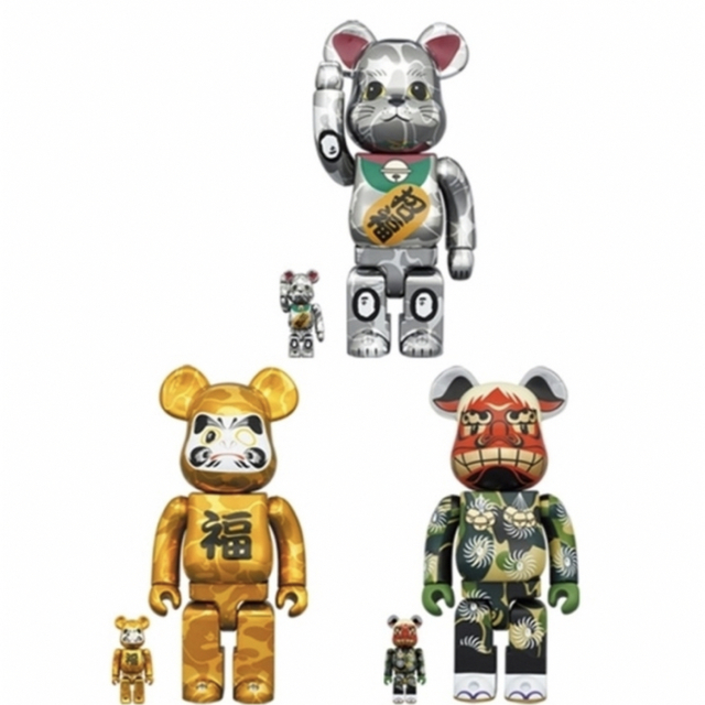 Bearbrick Bape 招き猫&達磨 1000%400%100%