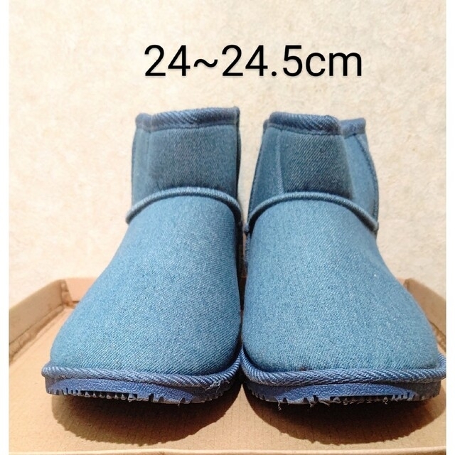 ライトブルー　デニム　ショート丈　ムートンブーツ　24~24.5cm 美品　防寒 レディースの靴/シューズ(ブーツ)の商品写真