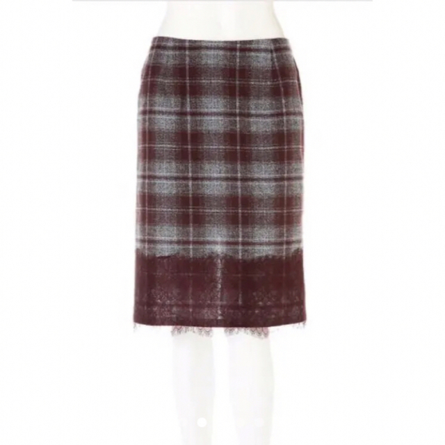 FREE'S MART(フリーズマート)のフリーズマート　裾レースチェックタイトスカート  レディースのスカート(ひざ丈スカート)の商品写真