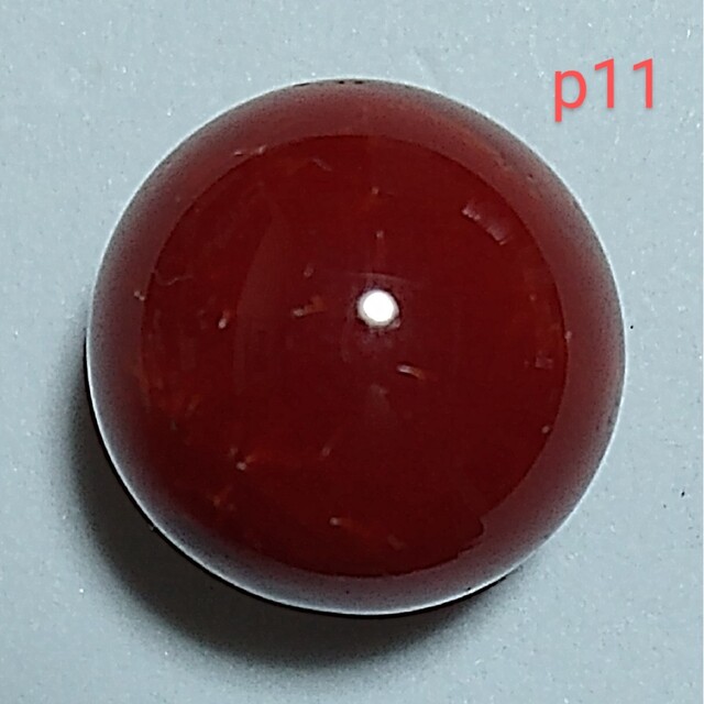 いいね感謝 P18濃赤 煌珊瑚片穴球 13.5mm 17.40ct 3.48 g-