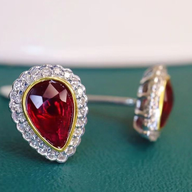 限定版 天然 ルビー ¥ k18 ピアス1ct ダイヤ ピアス - serieleamos.com