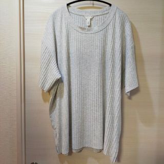 エイチアンドエム(H&M)の【H＆M】ニットジャージー リブニット 切りっぱなし ライトグレー(Tシャツ(半袖/袖なし))