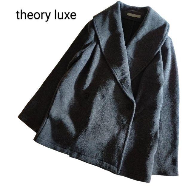 Theory luxe(セオリーリュクス)のセオリーリュクス ハーフニットコート　ピーコート 女優襟  グレー 38 レディースのジャケット/アウター(ピーコート)の商品写真