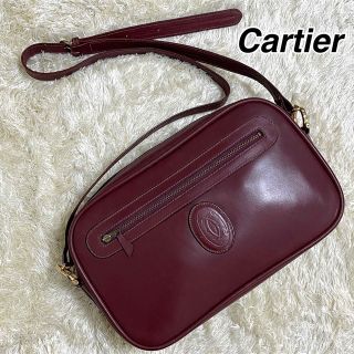 カルティエ(Cartier)の美品　カルティエ　ショルダーバッグ　マストライン　C金具　レザー　ボルドー(ショルダーバッグ)