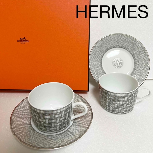 注目の Hermes エルメス モザイク食器ティーカップ&ソーサー - グラス