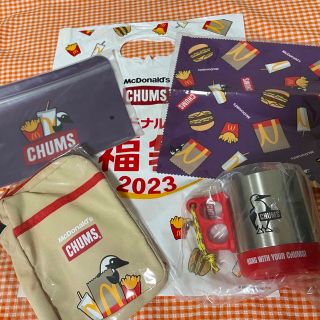 チャムス(CHUMS)のマクドナルド福袋2023 CHUMSグッズ4点セット レッド&ベージュ(ノベルティグッズ)