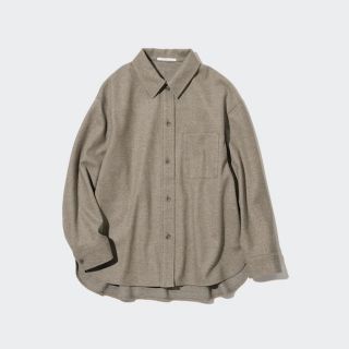 ユニクロ(UNIQLO)のユニクロ ブラッシュドジャージーシャツジャケット ベージュ s(シャツ/ブラウス(長袖/七分))