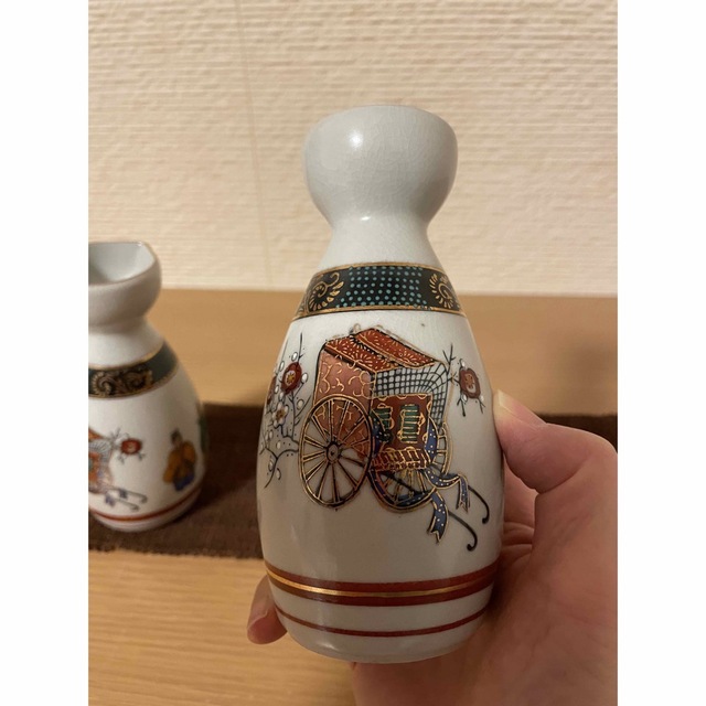 九谷焼 酒器 徳利 御所車 金彩 色絵