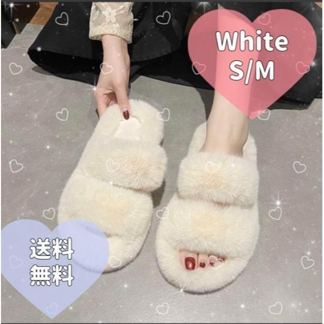 ♡ファーサンダル♡　スリッパ　ルームシューズ　かわいい　韓国　雑貨　もこもこ レディースの靴/シューズ(サンダル)の商品写真