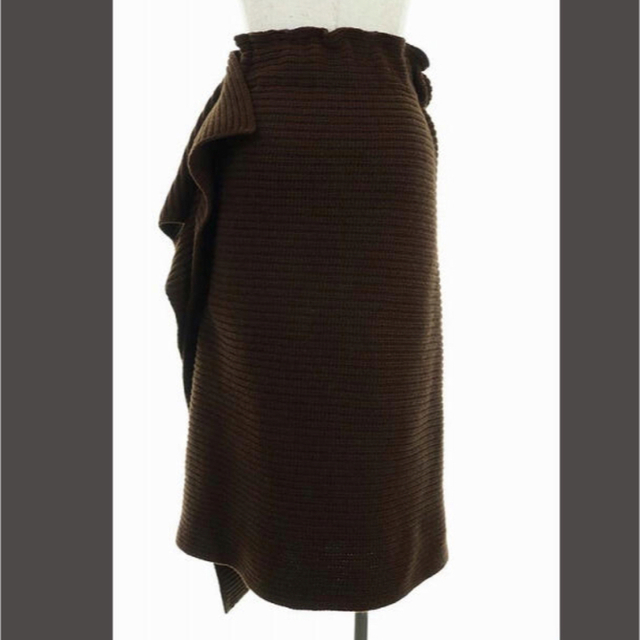 sacai(サカイ)のサカイ sacai 20AW アシンメトリーウールスカート 2 茶 ブラウン レディースのスカート(ひざ丈スカート)の商品写真
