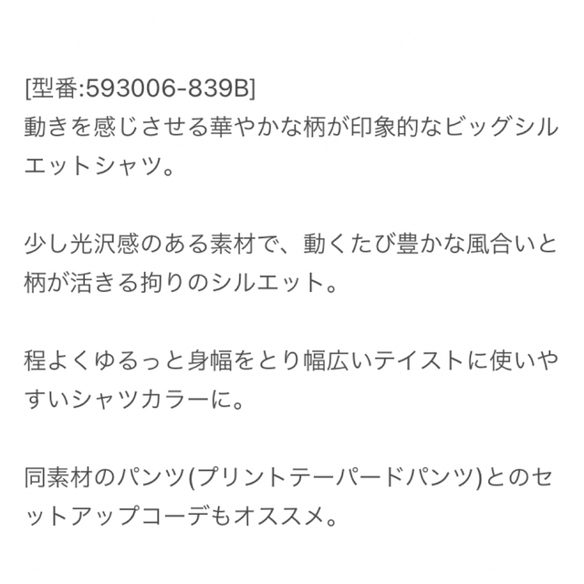 OSMOSIS(オズモーシス)のオズモーシス プリントBIGシャツ レディースのトップス(シャツ/ブラウス(長袖/七分))の商品写真