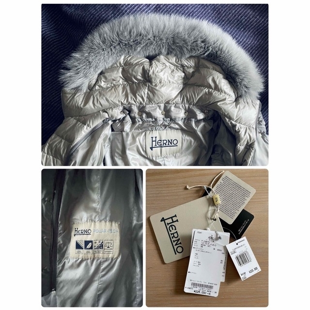 HERNO(ヘルノ)の超美品　国内正規品　ヘルノ　ダウンコート　ライトグレー　38 レディースのジャケット/アウター(ダウンコート)の商品写真