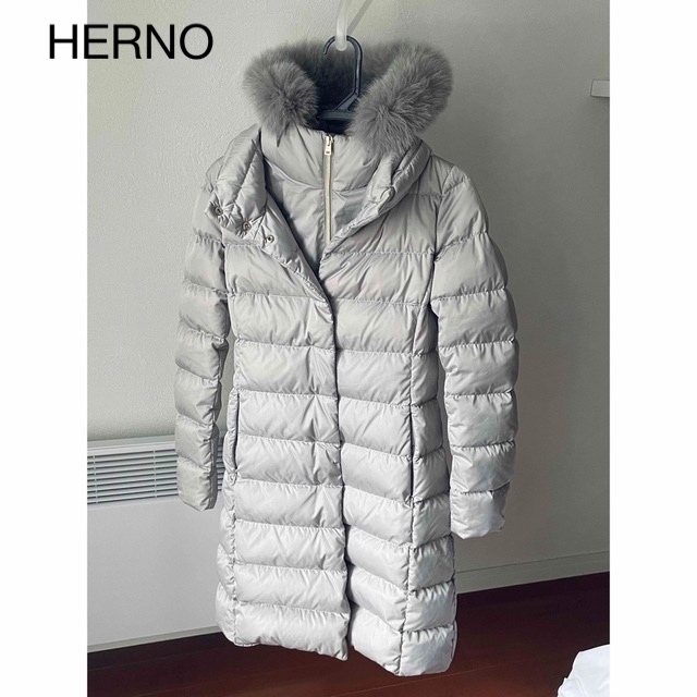 HERNO(ヘルノ)の超美品　国内正規品　ヘルノ　ダウンコート　ライトグレー　38 レディースのジャケット/アウター(ダウンコート)の商品写真