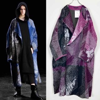 ワイズ(Y's)の希少 Y's 19AW ジャガード 総柄 オーバーサイズコート 紫1(ロングコート)