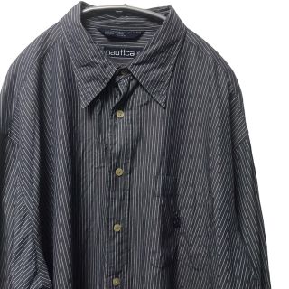 ノーティカ(NAUTICA)の【オールド】ノーティカ nautica ストライプシャツ XL 長袖 黒 古着(シャツ)