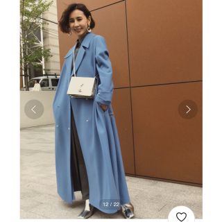 Ameri VINTAGE - BELT FLARE LONG COAT BLU/Sの通販 by amjp's shop