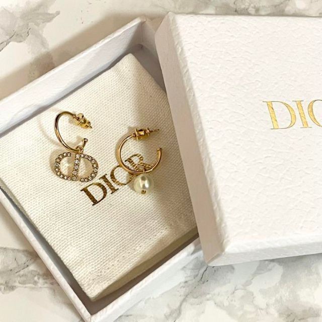 Christian Dior PETIT CD フープ ピアス パール ストーン-