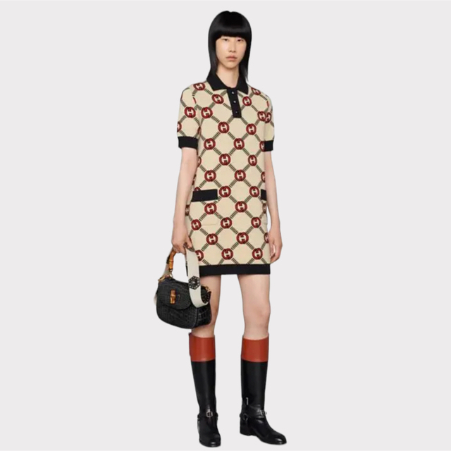 Gucci(グッチ)の【新作】GUCCI GG リバーシブル ミニドレス ウールワンピース ポロ レディースのワンピース(ミニワンピース)の商品写真