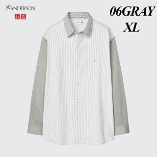 ユニクロ(UNIQLO)のUNIQLO JWA オーバーサイズストライプシャツ XL GRAY(シャツ)