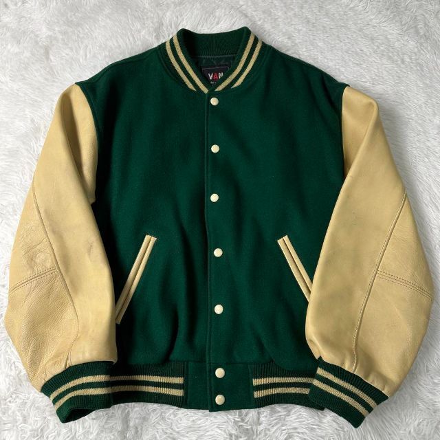 売れ筋がひ! VAN JACKET スタジャン 紺×灰 袖レザー Lサイズ asakusa