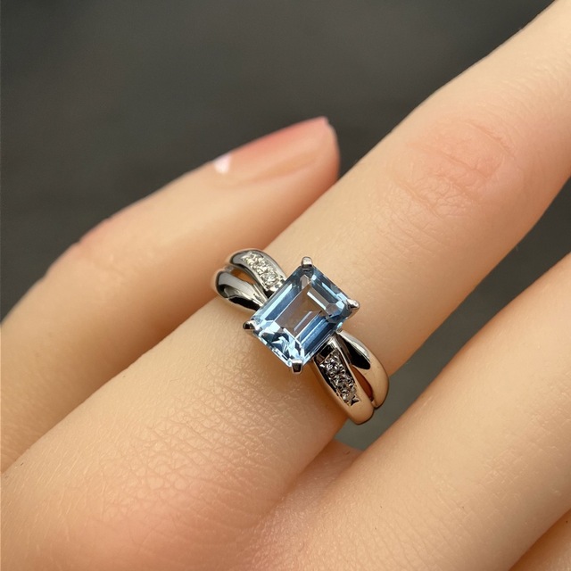 お色味綺麗! Pt900 アクアマリン ダイヤリング 6.9g | www