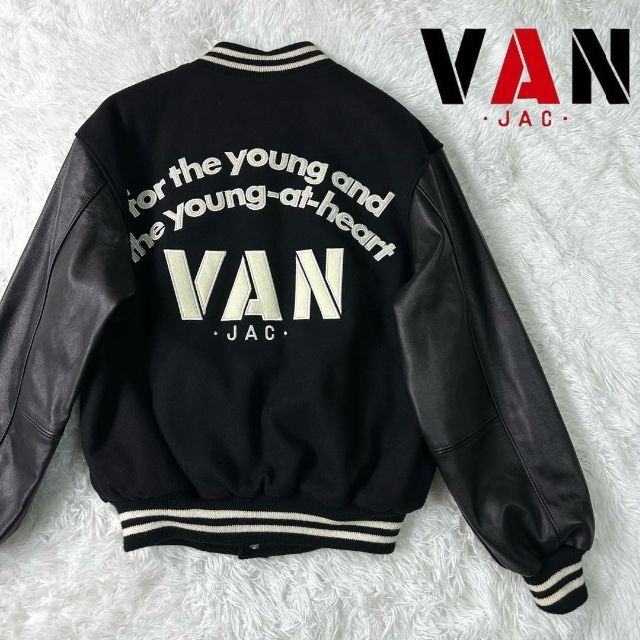 VAN Jacket - 【激レア•美品】VAN JACKET スタジャン 黒×黒 袖レザー Lサイズの通販 by ukapii⭐︎｜ヴァン