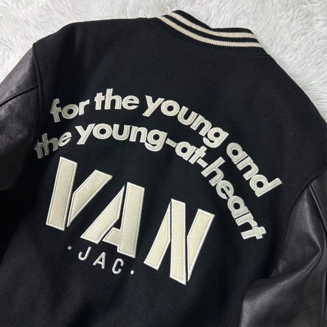 【激レア】VAN JACKET　スタジャン　黒×黒　袖レザー　Mサイズ