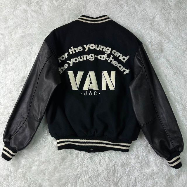 VAN Jacket - 【激レア•美品】VAN JACKET スタジャン 黒×黒 袖レザー L