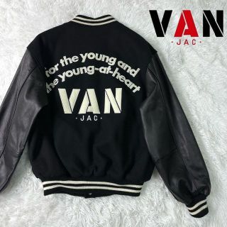 【激レア•美品】VAN JACKET スタジャン 黒×黒 袖レザー Lサイズ