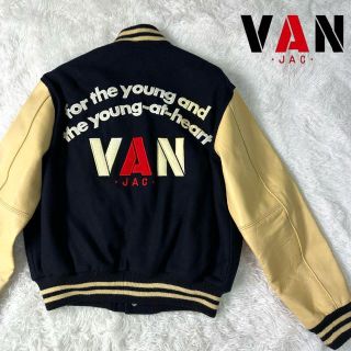 VAN Jacket - 【激レア】VAN JACKET スタジャン 袖レザー ネイビー Lの