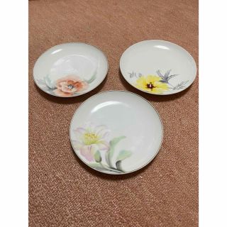 ノリタケ(Noritake)の（五徳堂）オールドノリタケ　お皿3枚セット花の図　RCヤジロベー印　日本陶器会社(食器)