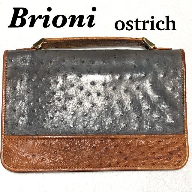 BRIONI オーストリッチ クラッチバッグ/ブリオーニ セカンドバッグ レア品