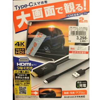 カシムラ(Kashimura)のカシムラ HDMI変換ケーブル Type-C専用 KD-208(1個)(その他)