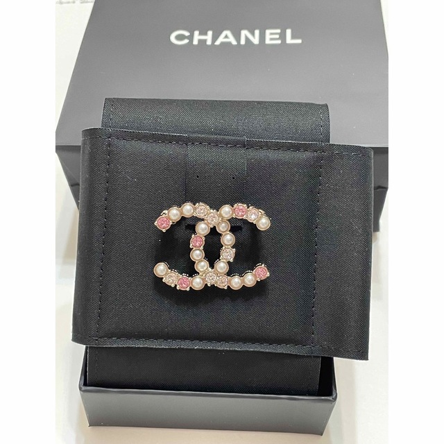 CHANEL シャネル ブローチ ココマーク ゴールド ストーン ピンク パール-