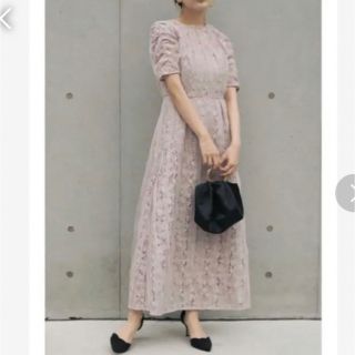 カエン(Kaene)のkaene  リボンチュールエプロンドレス 38 結婚式(ロングワンピース/マキシワンピース)