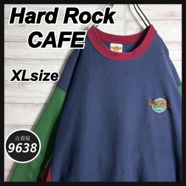 USA製!!】ハードロックカフェ ✈︎刺繍 ゆるだぼ 裏起毛 肉厚 トレーナー-