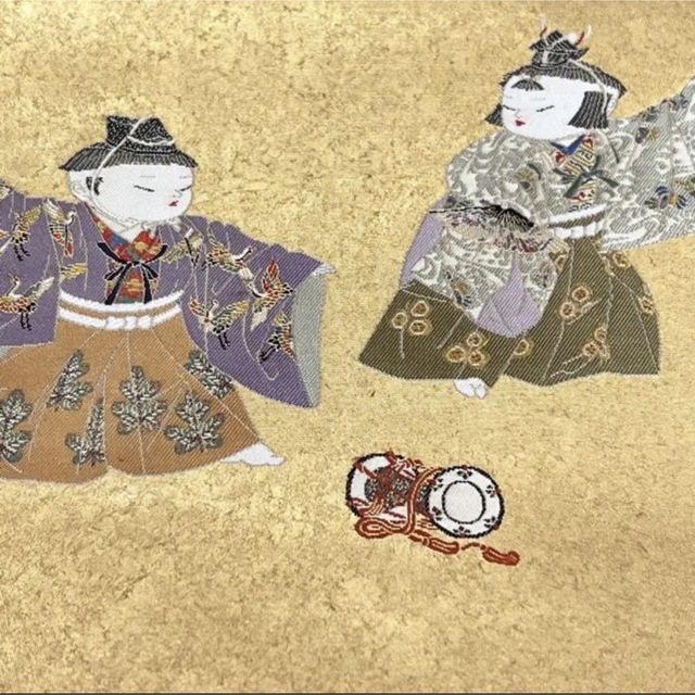 逸品】加賀友禅巨匠 初代由水十久監修 長島織物 瀞金錦 袋帯 前後