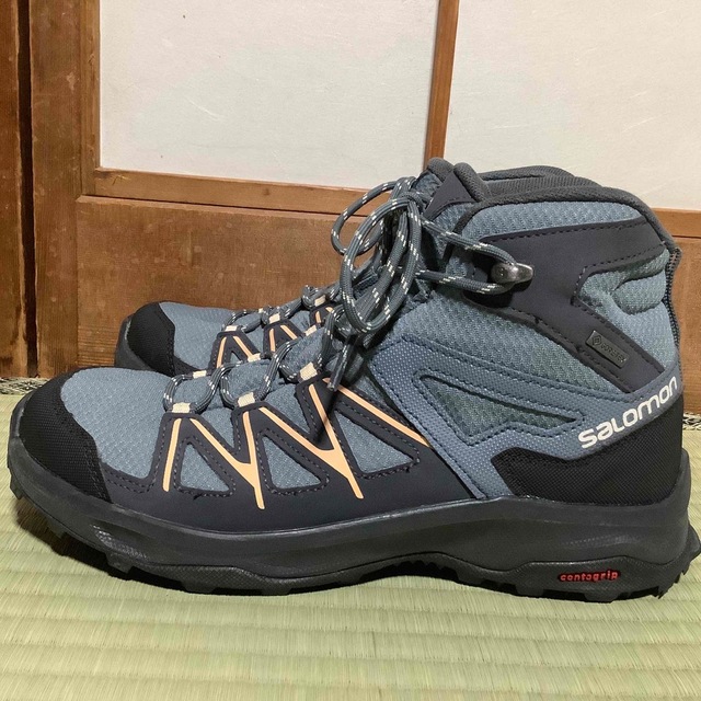 SALOMONトレッキングブーツ24.5cmブルーグレーサロモン登山ゴアテック