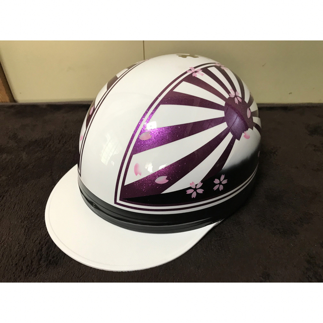 紫ラメ 富士日章 コルク半 ヘルメット